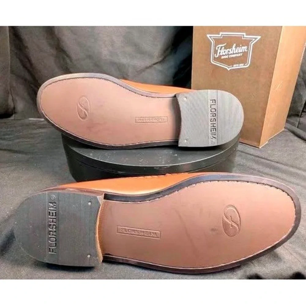 NIB~Florsheim Pisa 18469 Cognac Leather Croc Print Tassel Loafers~Men's Size 8 D